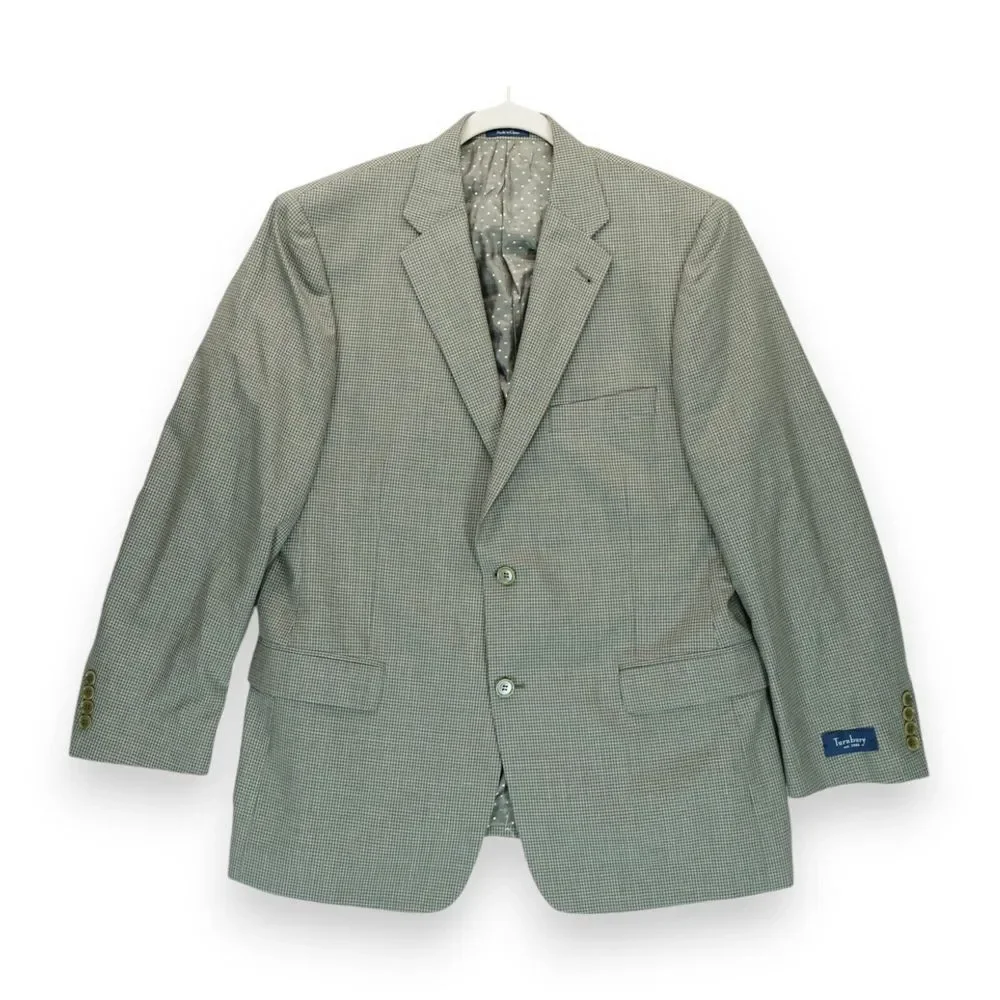 NWT‎ Turnbury 44R Silk & Wool Gray Puppytooth 2Btn Blazer Jacket Sport Coat $295